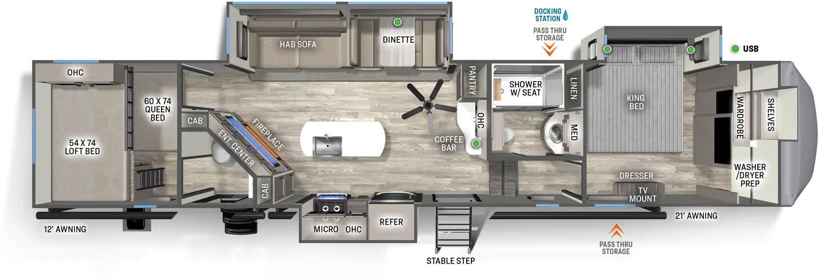 Sandpiper Fifth Wheels 3550BH Floorplan